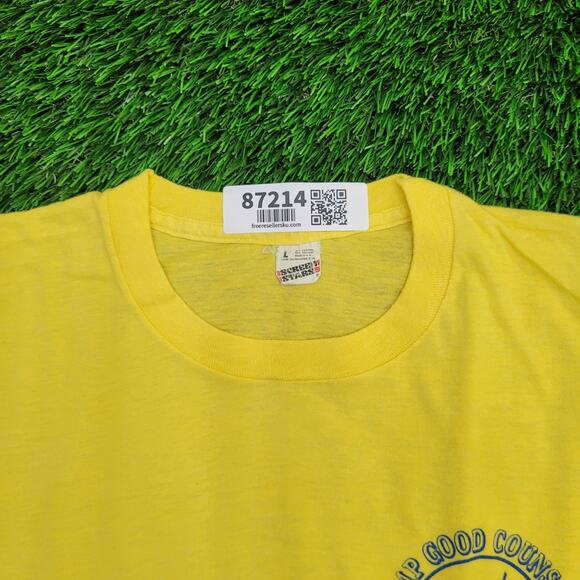 Vintage 1986 Screen-Stars Shirt Womens M/L 18x24 Yellow USA - Picture 10 of 13